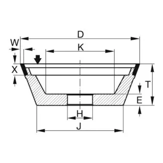 Diamant-Topf-Schleifscheibe DxTxH (mm), 75x30x20, Typ: D64 von Tyrolit – Produktbild