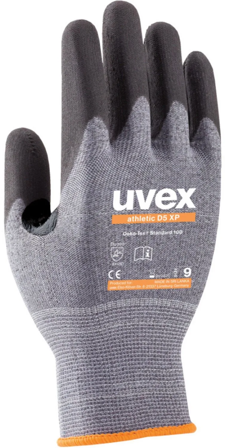 athletic D5 XP snijbestendige handschoen, grijs/antraciet 11 (XXL) van Uvex, Antraciet – productafbeelding