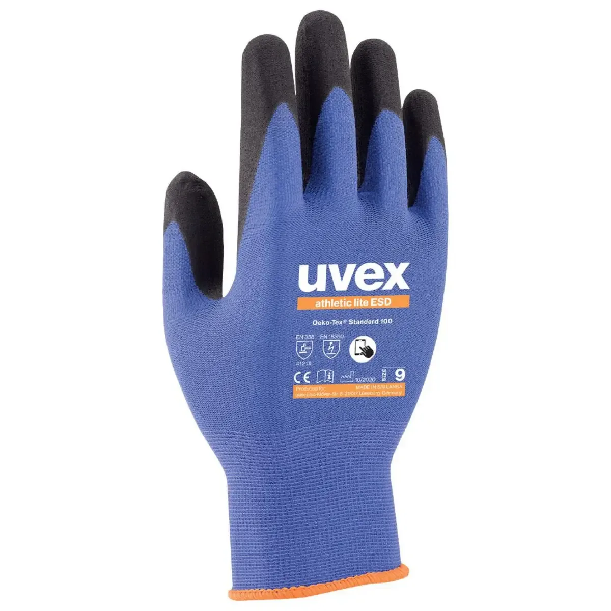 athletic lite ESD 6003509 Montagehandschoen Maat (handschoen): 9 1 paar van Uvex, Blauw, Zwart – productafbeelding