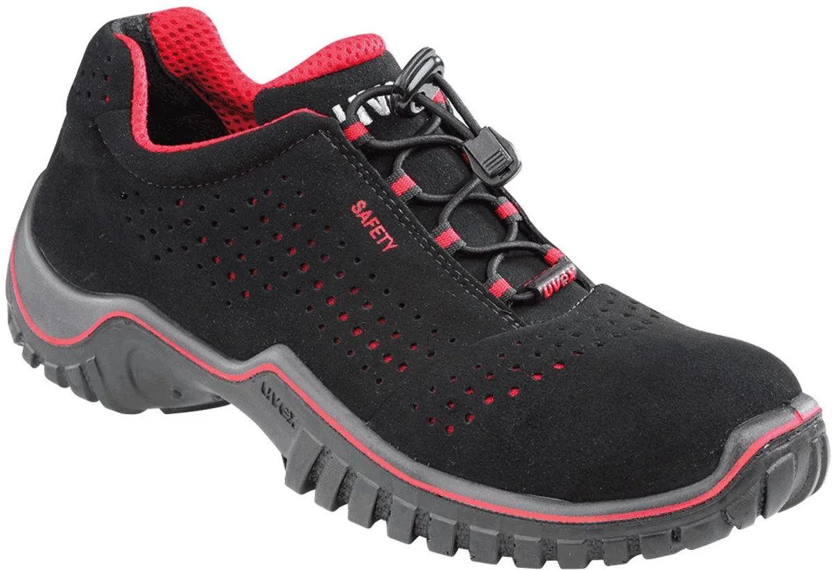 Motion Style ESD werkschoen - S1 - zwart/rood van Uvex, Zwart, 47 – productafbeelding