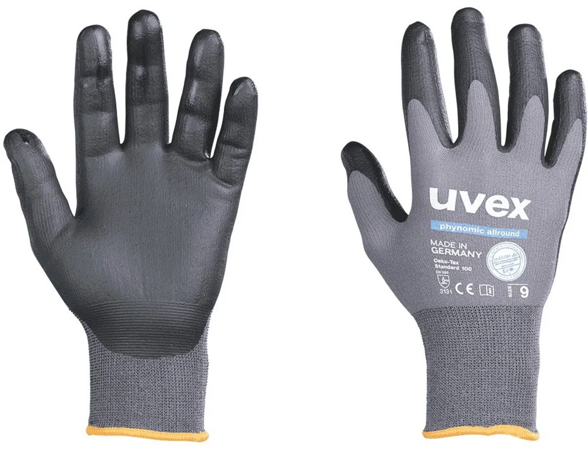 Phynomic Allround handschoen 7 (S) van Uvex, Grijs, Zwart – productafbeelding