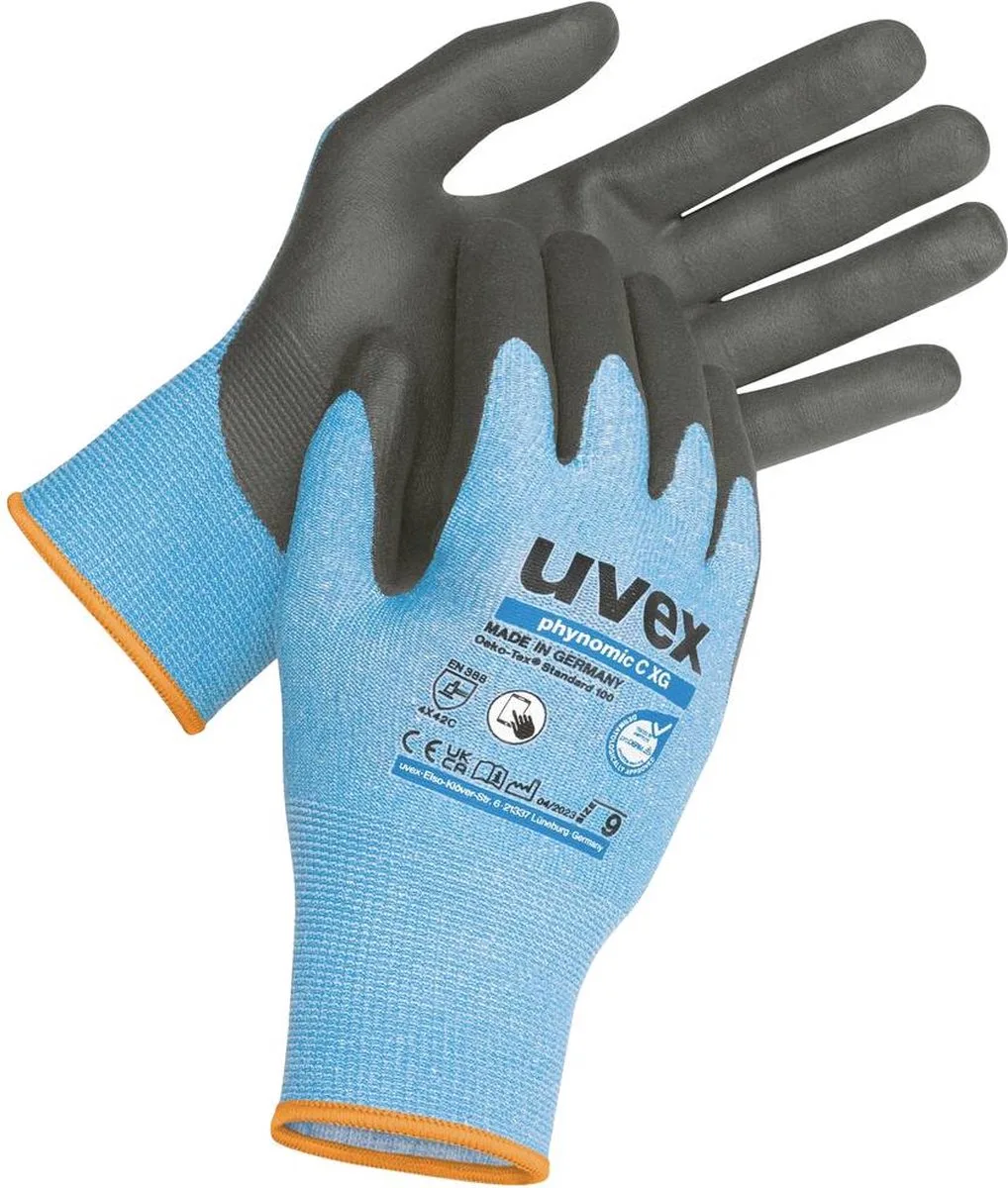 phynomic C XG 6007407 Skärskyddshandskar Storlek (handskar): 7 EN 388 1 par från Uvex, Svart, Blå – produktbild