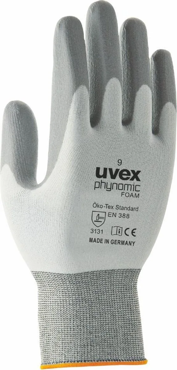 Phynomic Foam Handschoen (L) van Uvex, Grijs, 9 – productafbeelding