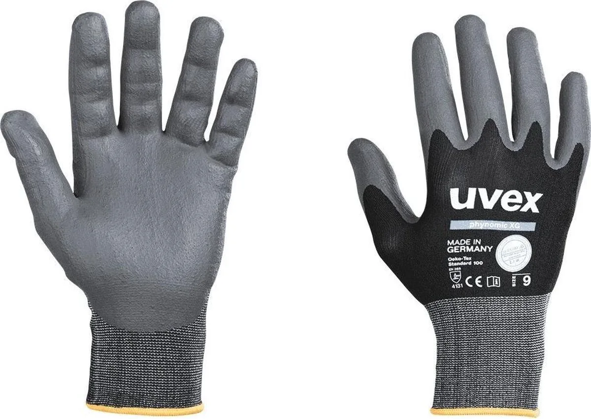 Phynomic XG handschoen van Uvex, Grijs, Zwart, XS – productafbeelding