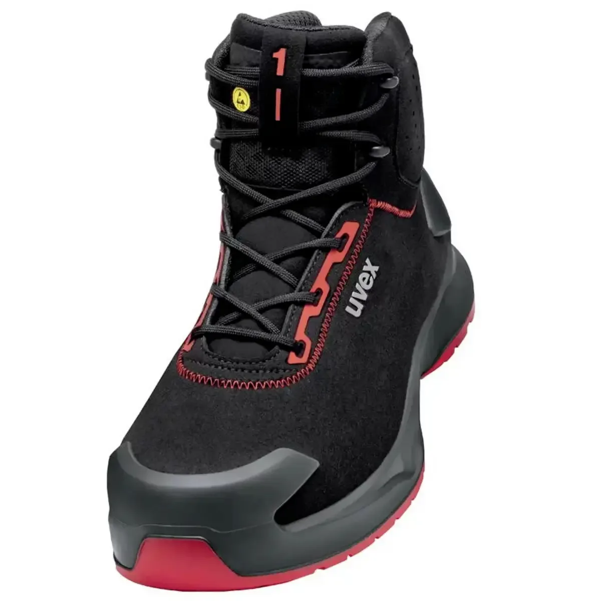 S3L PUR W11 6804249 Chaussures montantes de sécurité S3L Pointure (EU): 49 noir, rouge 1 paire(s) de Uvex, Noir, Rouge – image du produit