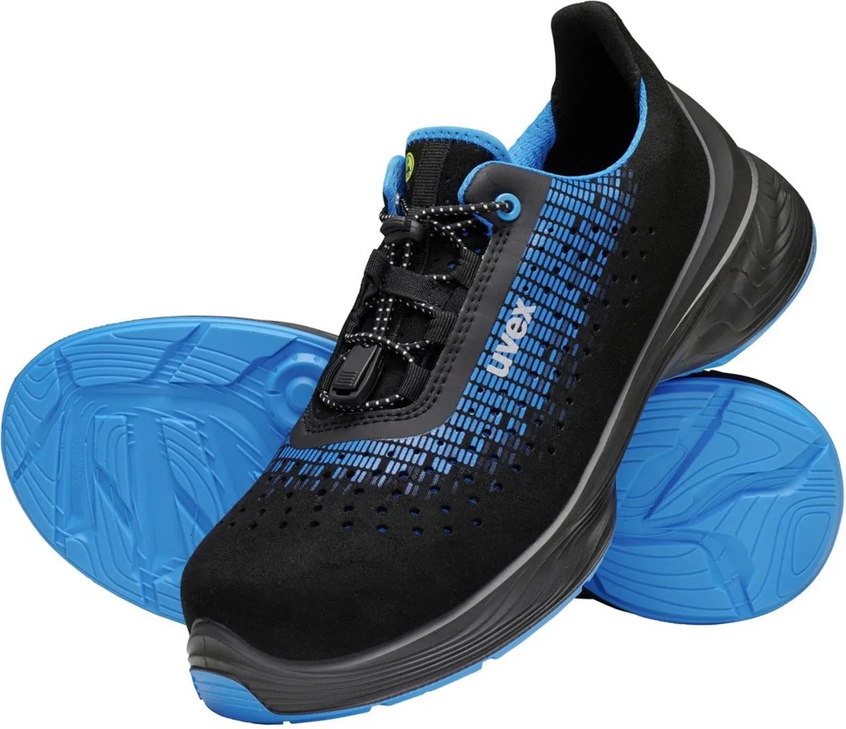 Sicherheitsschuh Halbschuh 6829 Gelocht Schwarz/Blau Pu-47 (Weite 11) von Uvex, Blau – Produktbild
