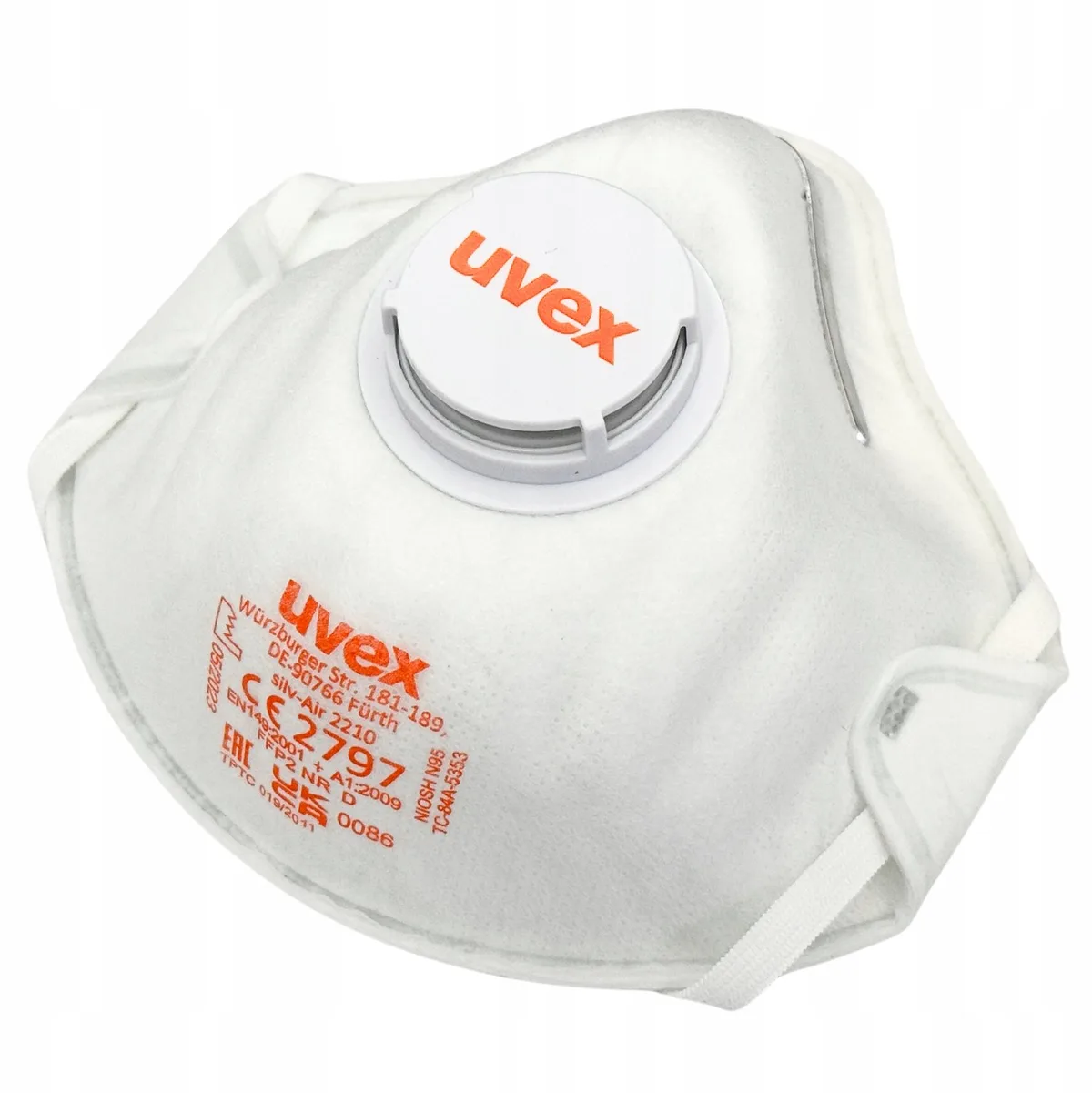 silv-Air 2210 Wegwerp Mondkapjes / Stofmasker 15 stuks van Uvex, Wit – productafbeelding