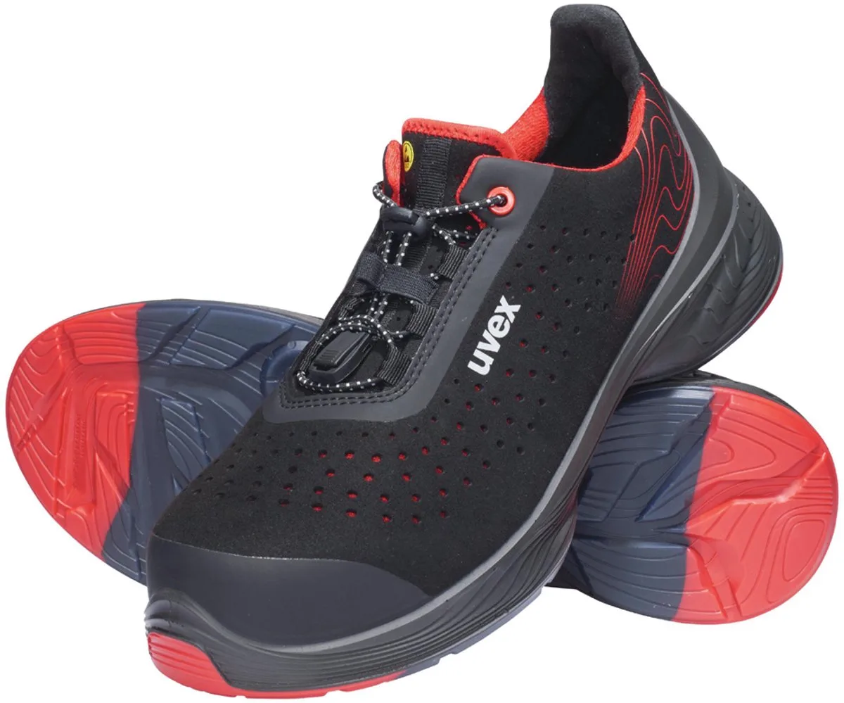 Uvex 1 G2 Halbschoenen S1P 68372 Zwart, Rood (68372) van Uvex, Zwart – productafbeelding