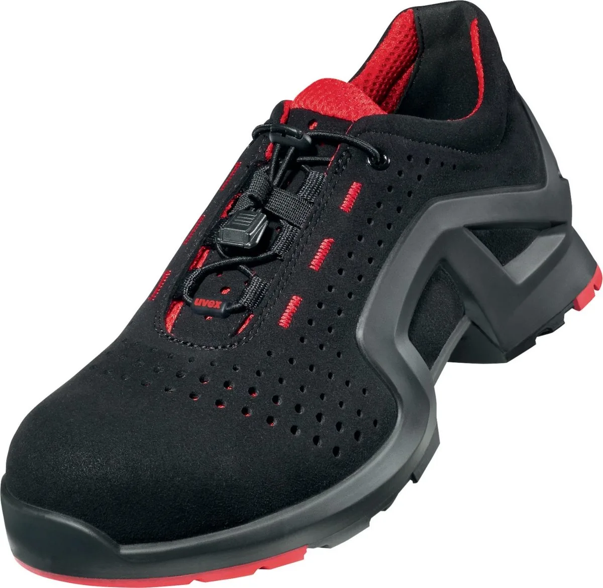 Uvex 1 X-tended Support S1 21408 - Zwart/Rood van Uvex, Zwart, Rood, 45 – productafbeelding