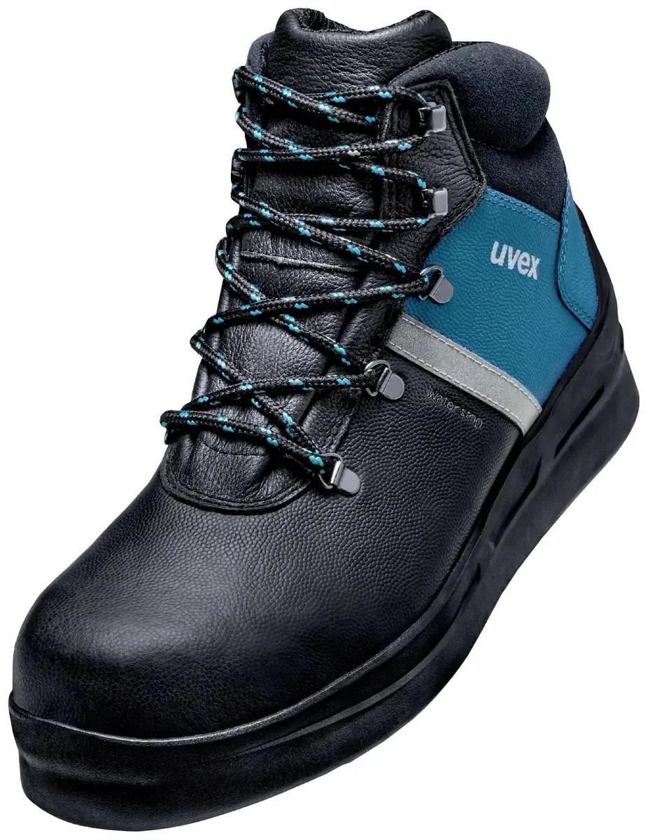uvex 3 asphaltpro 6559341 Chaussures montantes de sécurité S3 Pointure (EU): 41 noir, bleu 1 paire(s) de Uvex, Noir, Bleu – image du produit