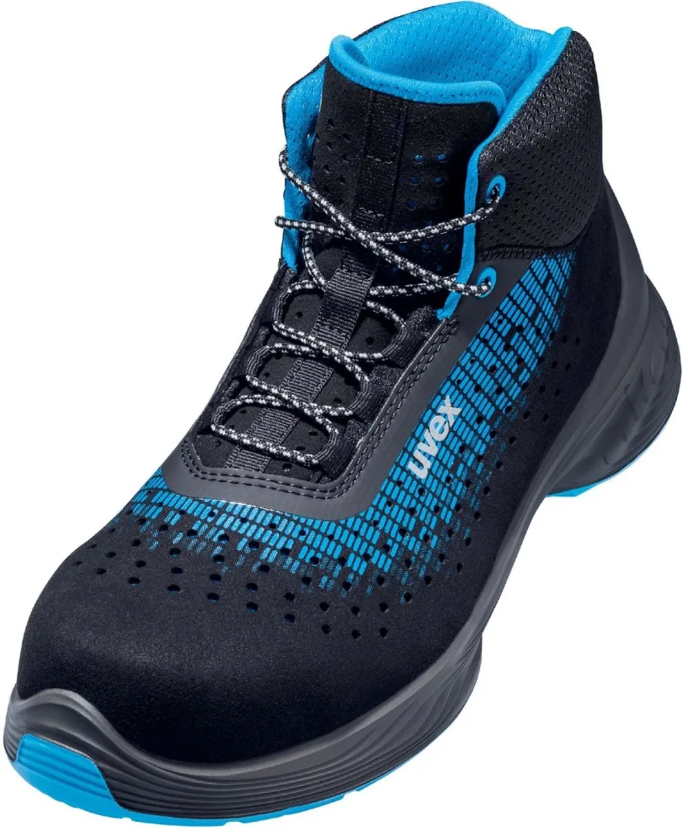 Veiligheidsit-schoenen Laarzen 6831 Gel. Zwart/Blauw Pu fra Uvex, Blå – produktbillede