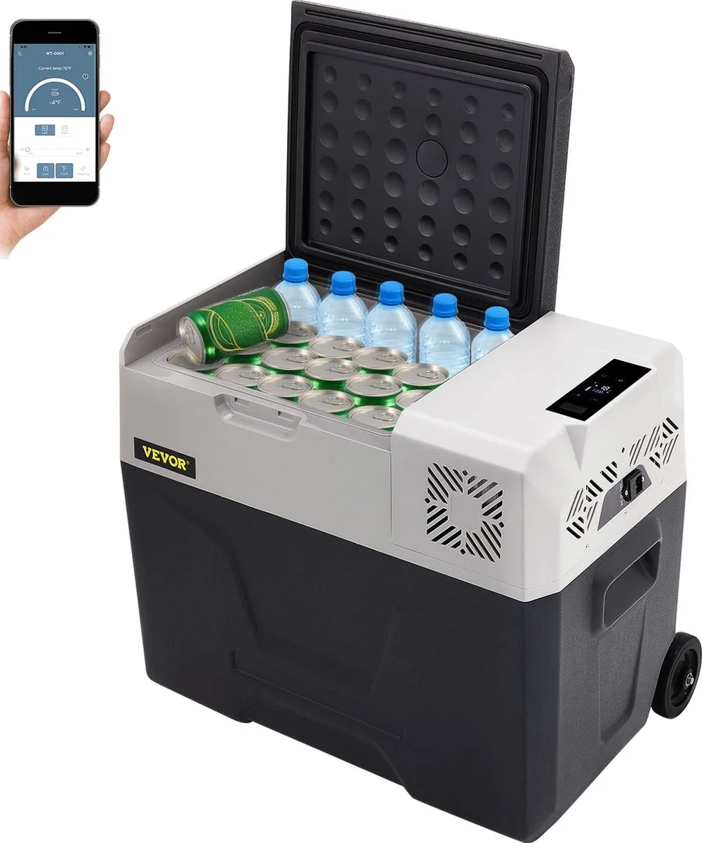 Auto Koelkast Compressor 22,4x14,5x19 Inch Auto Koelkast Mini 40l Mini Koelkast Met Scherm Met Digitale Bedieningspaneel, EfficiëNte Koeling en Schokbestendigheid voor Gebruik Binnen en Buiten van Vevor, Grijs – productafbeelding