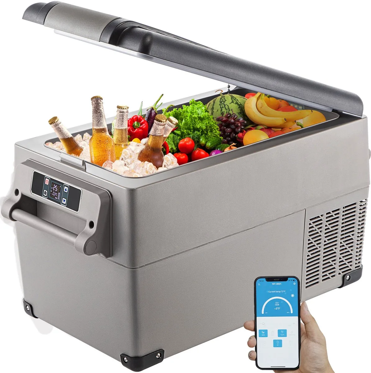 Auto Koelkast Compressor, 45 W Auto Koelkast Mini, 35 L Mini Koelkast, met Batterij Beschermingssysteem en Efficiënte Koeling, veel Geschikt voor veel Plaatsen, Boot, Vrachtwagen, Auto enzovoort de Vevor, Gris – image du produit