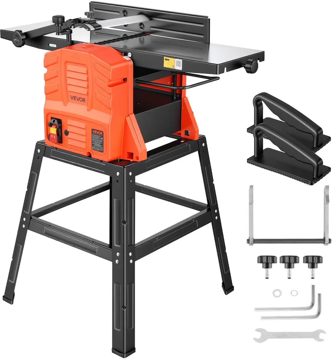 Benchtop Planer en Jointer Combi, 254 mm, 2,4 HP 8000 RPM Bench Top Wood Jointer met Stand, 2-Bladige Recht Snijkop, Gegoten Aluminium Tafel, 0-3 mm Instelbare Diepte, voor Houtbewerking Diy de Vevor – image du produit