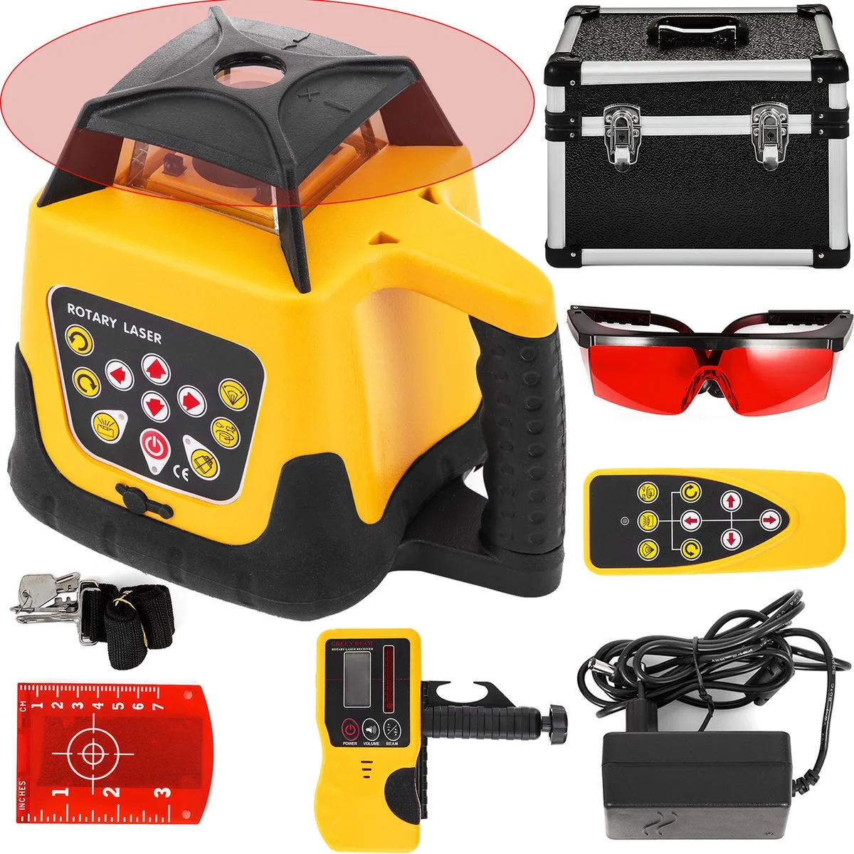 Bouw Laser Roterende Laser Laser Waterpas Kruislijn Laser Rotary Laser Level Red Beam 500m Range Waterproof Building Self-Leveling by Vevor – product image