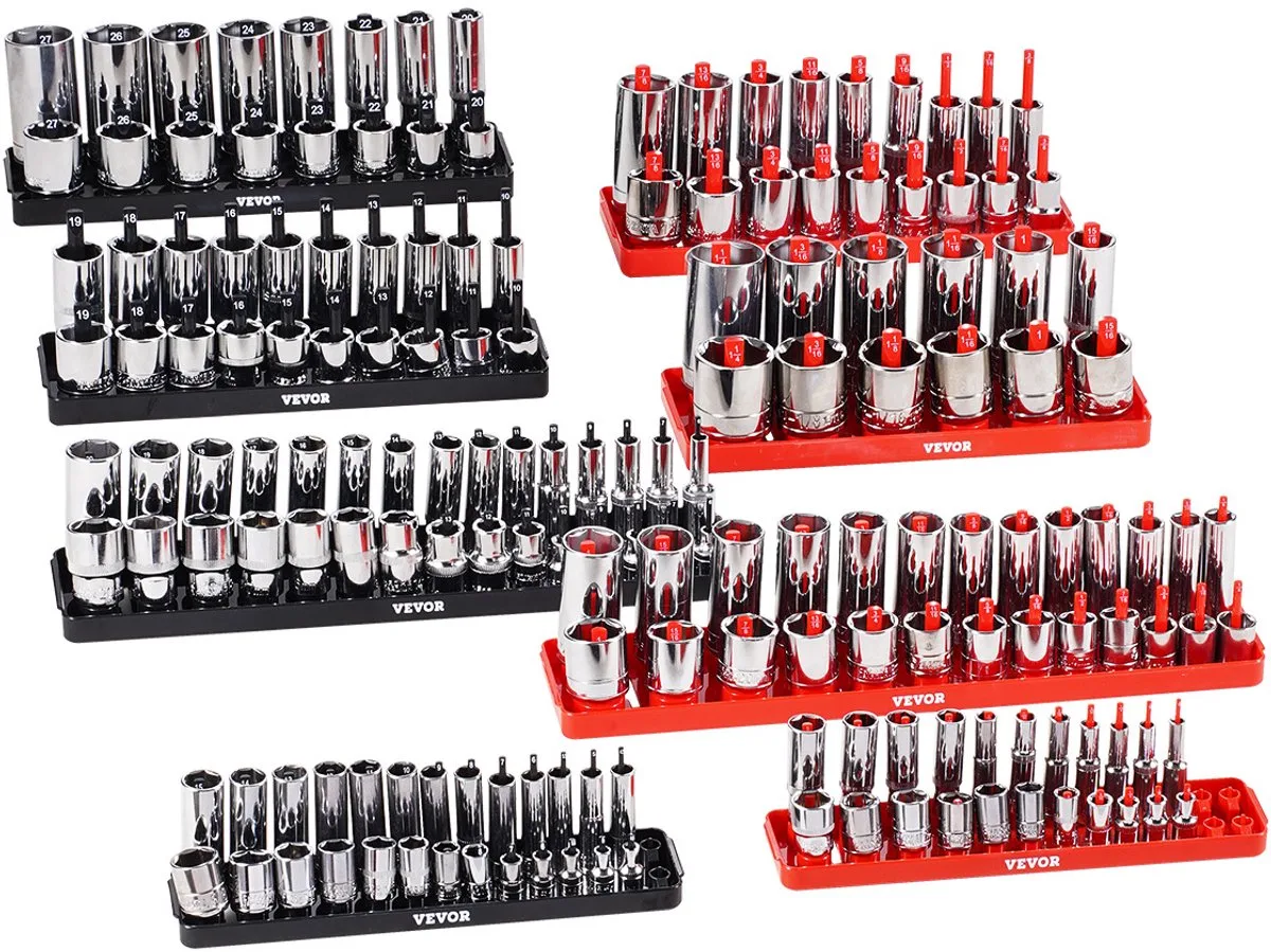 Dopsleutel Organizerset 8-Delige Dopsleutelinzetstukken Metrisch Sae de Vevor, Rood+zwart – image du produit