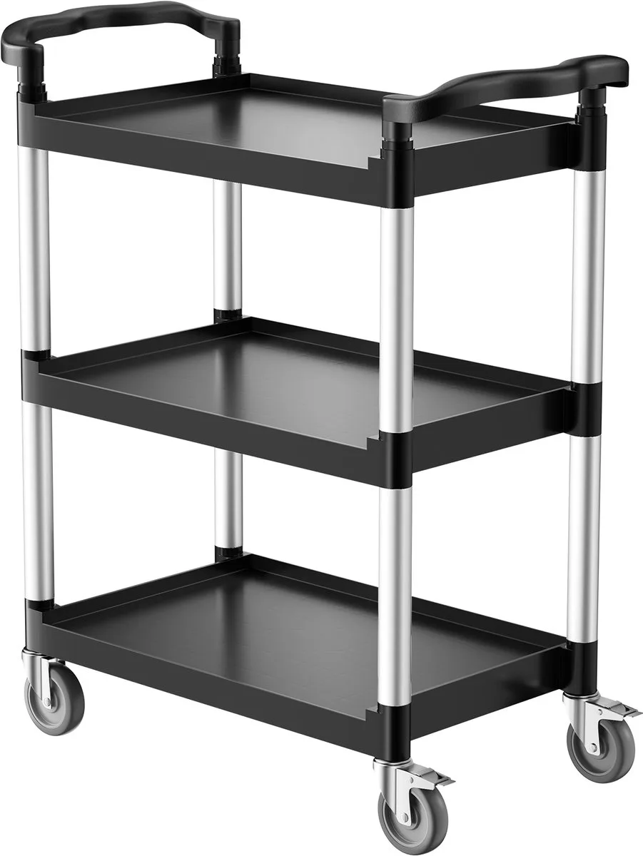 Multifunctionele Trolley 136kg 3-Laags Servicewagen Gereedschapswagen 880x410x990mm de Vevor, Noir – image du produit