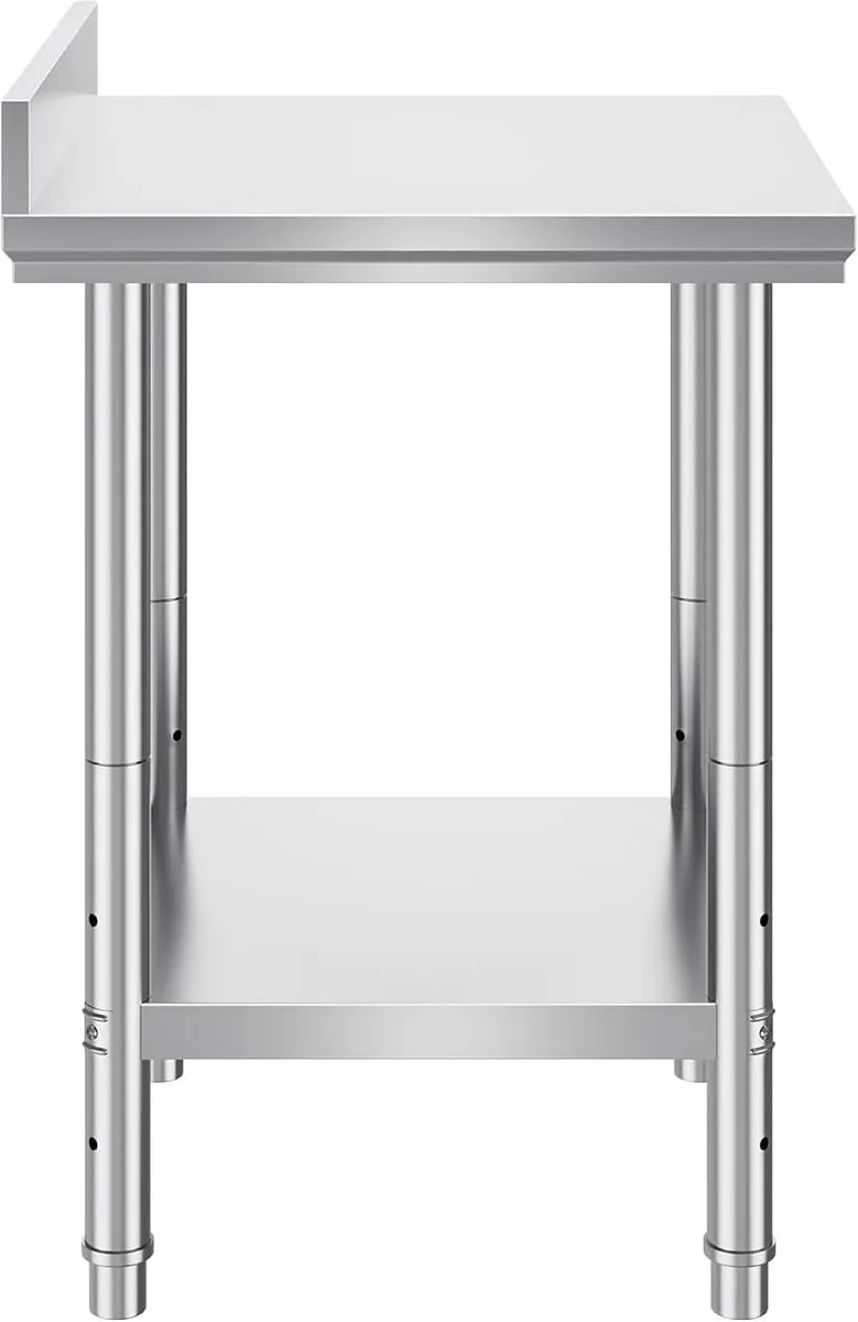 RVS Werktafel – Roestvrijstalen Keukentafel met Onderplank – Professionele Werkbank – Hoog Draagvermogen – Voor Horeca, Keuken, Garage & Werkplaats de Vevor – image du produit