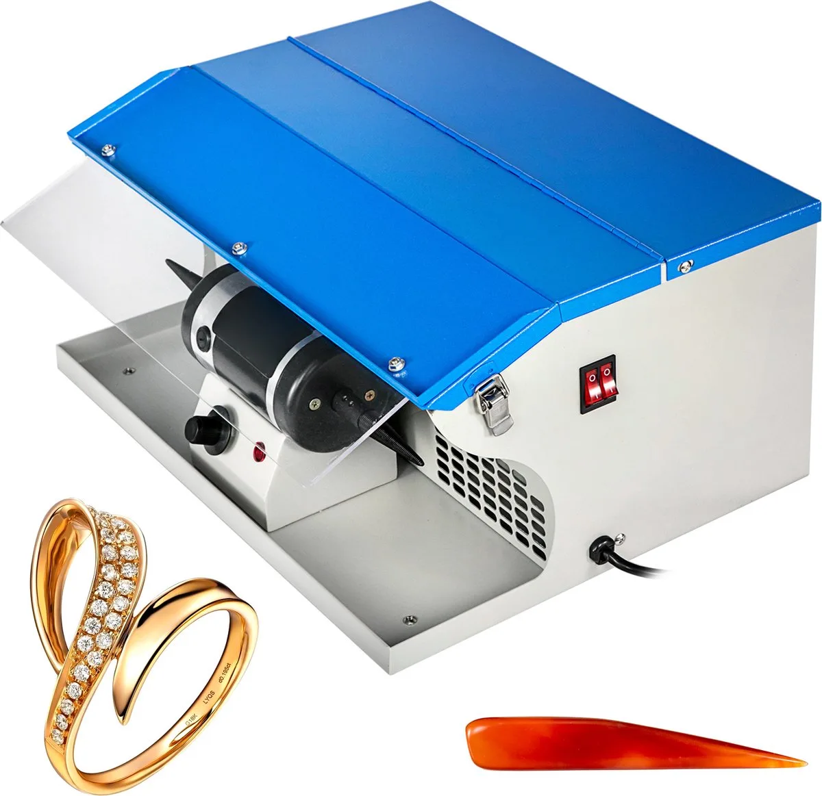 Sieraden Stofafscheider Polijstmachine, Tafelblad Sieraden Polijstmachine 0-8000R/MIN, Buffer Stofafscheider met Krachtige Motor, Polijsten Machine voor Polijsten Metalen Onderdelen of Kunststof från Vevor – produktbild