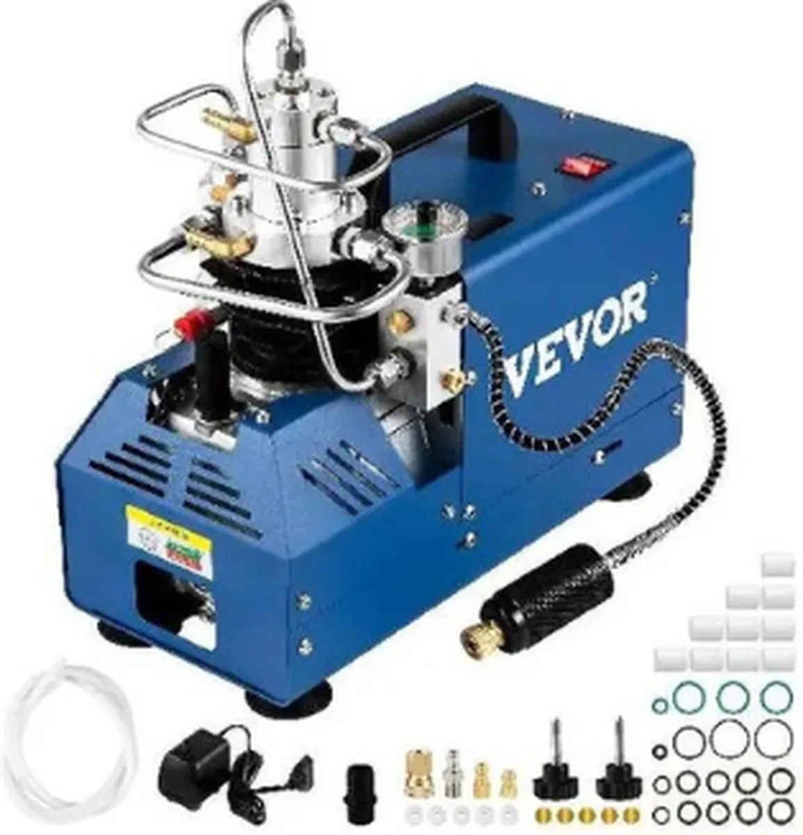 Stille Luchtcompressor - Luchtcompressor - Luchtblazer - 1800W - 300Bar - 4500Psi från Vevor, Blå – produktbild