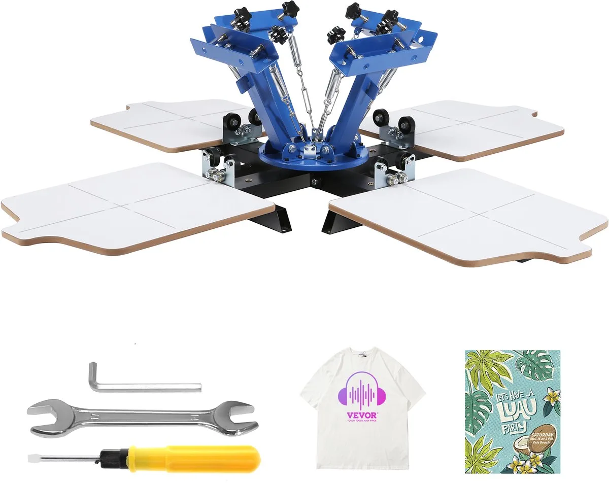 VEVOR 360° Roterende Zeefdruk 54 x 45 cm Zeefdrukapparatuur T-shirt Dubbellaagse Palletpers voor Positionering fra Vevor, Blå – produktbillede