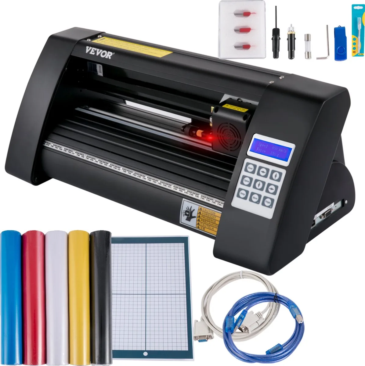 Vinyl Snijplotter, 375 mm Snijplotter Machine, LED Desktop Vinyl Cutter Plotter, Semi-automatisch met Ingebouwd Optisch Oog en Lasergeleiding, Compatibel met Signmaster-software voor Windows-systeem de Vevor – image du produit