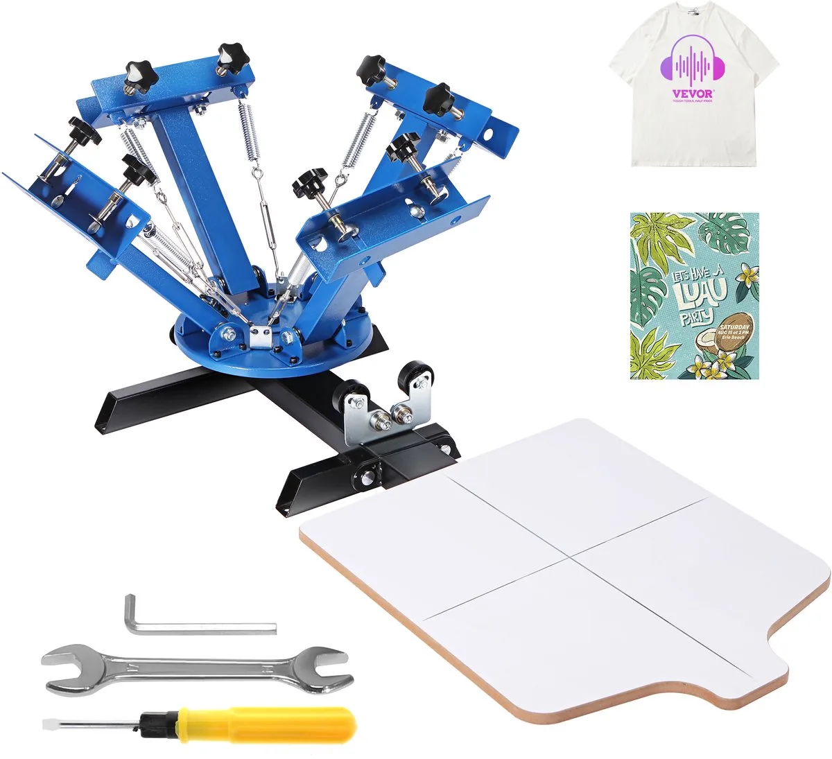 Zeefdrukpers T-shirt Zeefdrukmachine 1 Kleuren + 1 Station, T-shirtpers, Hittepers Hittepers Doe-het-zelfapparatuur Printer, Textieldrukkleding, Kussenslopen, Bagage etc. de Vevor, Bleu – image du produit