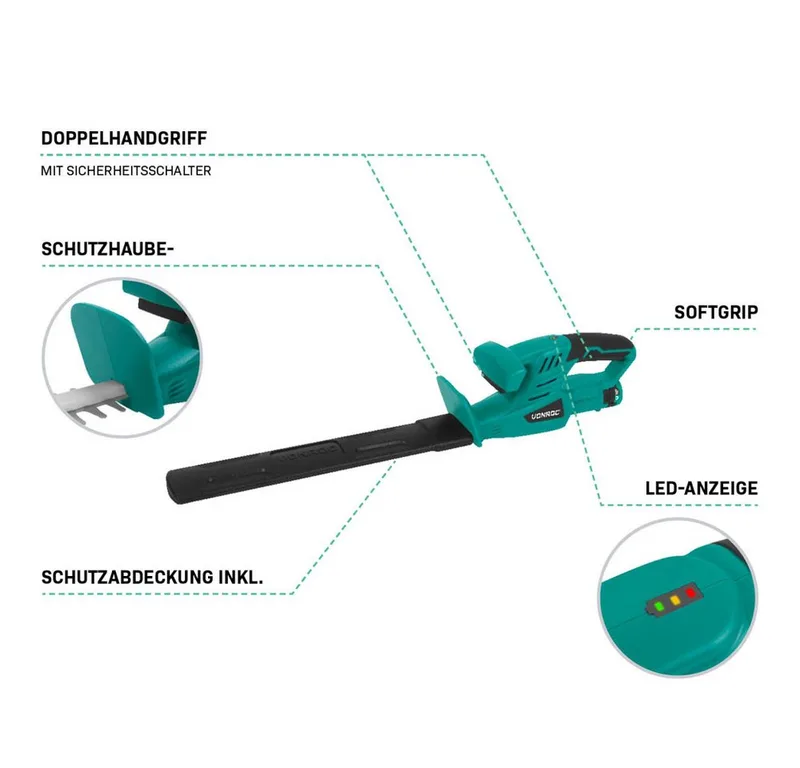 Accu Heggenschaar 12V – Snijlengte 350mm – Snijbreedte 12mm - Incl. Accu en usb-c kabel de VONROC – image du produit 3 sur 4