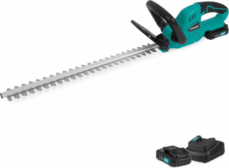 Accu Heggenschaar 20V – Zwaardlengte 520mm – Snijbreedte 14mm - Incl. 2x 2.0Ah Accu’s en snellader de VONROC – image du produit