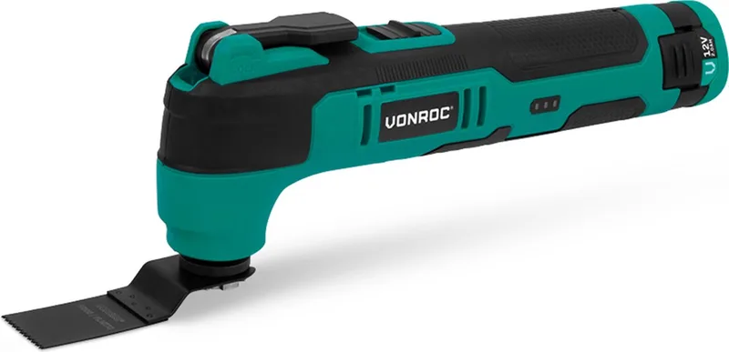 Accu Multitool 12V – met schraapmes, invalzaagblad, schuurzool en schuurpapier - Incl. Accu en usb-c kabel de VONROC – image du produit