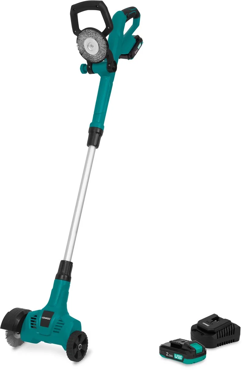 Accu Onkruidborstel 20V – telescopisch handvat - staal- en nylonborstel - Incl. 2x 2.0Ah accu en snellader by VONROC – product image