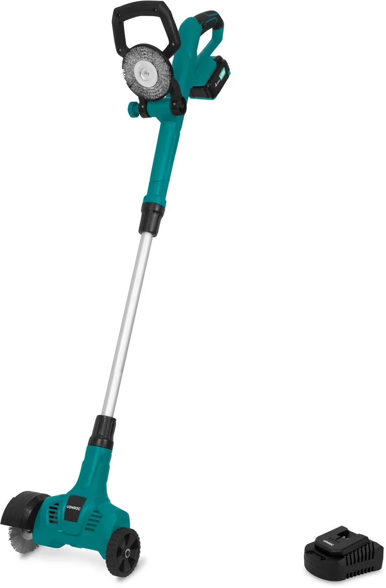 Accu Onkruidborstel 20V – telescopisch handvat - staal- en nylonborstel - Incl. 4.0Ah accu en snellader de VONROC – image du produit