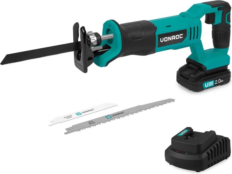 Accu Reciprozaag 20V - Incl. 3 Zaagbladen - Incl. 2.0Ah Accu en snellader de VONROC – image du produit