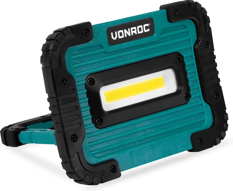 Accu werklamp / bouwlamp 4V – 10W - 1000 Lumen – Dimbaar in 2 standen - Incl. USB oplaadkabel de VONROC, Vert – image du produit