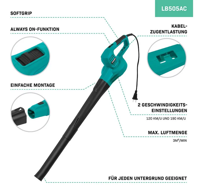 Bladblazer 650W - bedraad model - 2 Snelheden: 120 km/u - 190 km/u by VONROC – product image 3 of 3