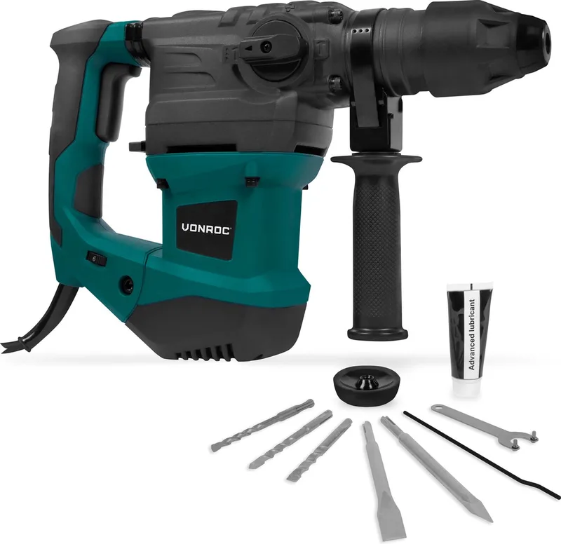 Boorhamer 1500W – 6 Joule – Instelbare snelheid - SDS plus – 4 Functies – Incl. boren & beitels de VONROC – image du produit