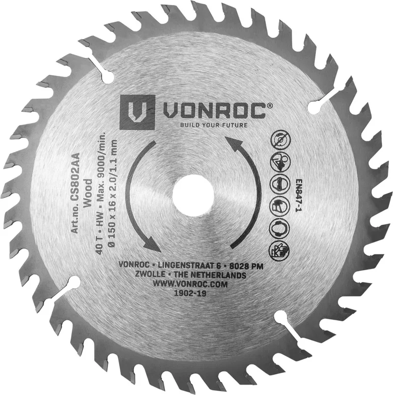 Cirkelzaagblad – Ø150MM – 40 tanden – geschikt voor hout – universeel de VONROC – image du produit