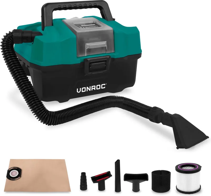 Compacte alleszuiger / stofzuiger - 20V - Incl. Diverse accessoires – Zonder accu & lader von VONROC – Produktbild