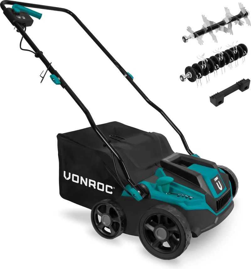 Elektrische verticuteermachine - gazonbeluchter – 1300W – maaibreedte 320 mm – 4 dieptestanden (12/9/6/3 mm) – incl. 35L. opvangbak fra VONROC – produktbillede