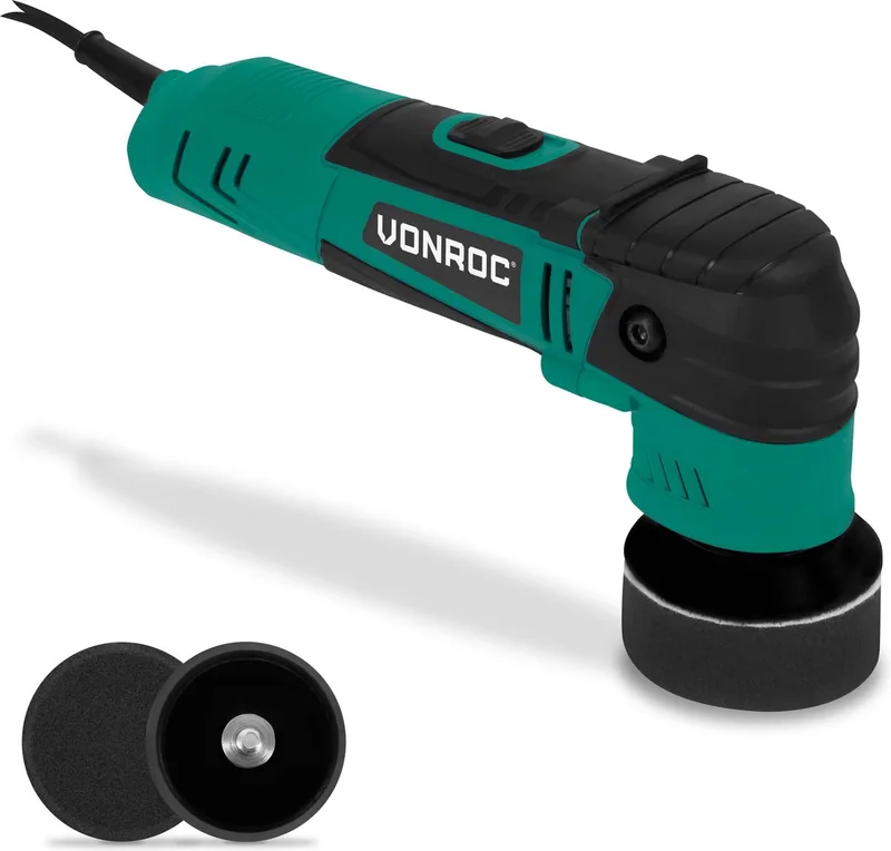 Excentrische polijstmachine - poetsmachine – 400W – Ø50 en Ø75MM - met soft start en constant power electronics - Incl. 2 polijstschijven en 2 steunschijven by VONROC – product image