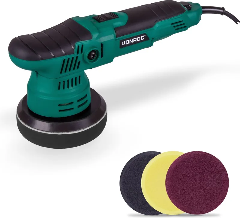 Excentrische polijstmachine - poetsmachine – 650W – Ø125mm – Soft start – Vast vermogen & 3 polijstschijven de VONROC – image du produit
