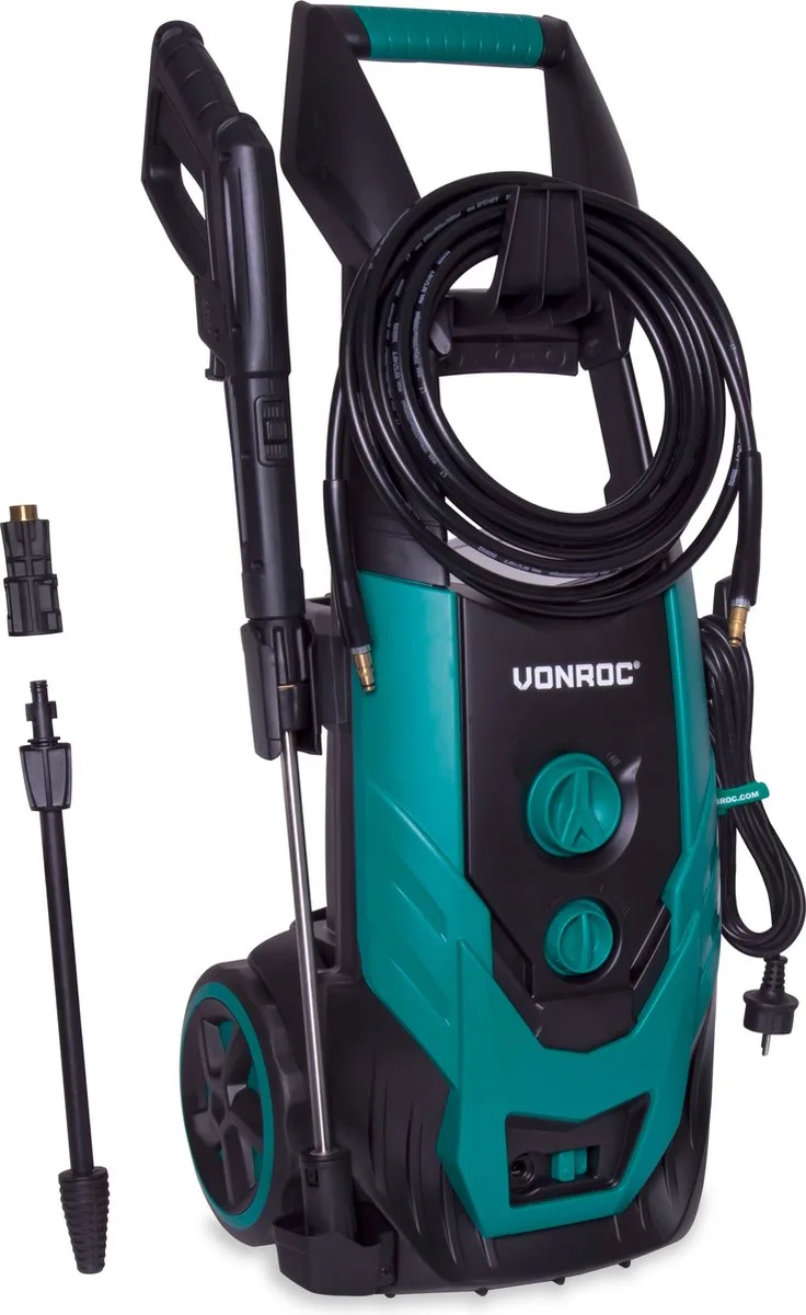 Hogedrukreiniger V22-1 2200W – 170 bar – 450 l/h – Incl. 8m slang, reinigingsmiddelen tank, spuitstukken en accessoires by VONROC – product image