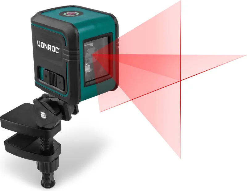 Kruislijnlaser – Rood – Zelfnivellerend – 10 meter – Incl. bevestigingsbeugel, opbergtas von VONROC – Produktbild