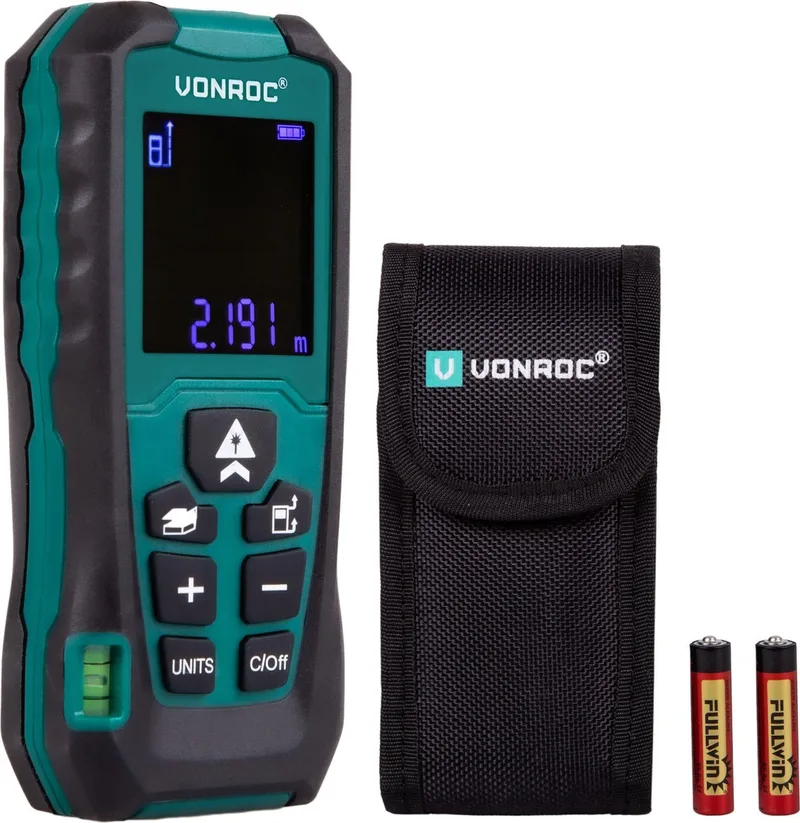 Laser afstandsmeter – 60 meter bereik – Aanpasbare meetreferentie by VONROC – product image