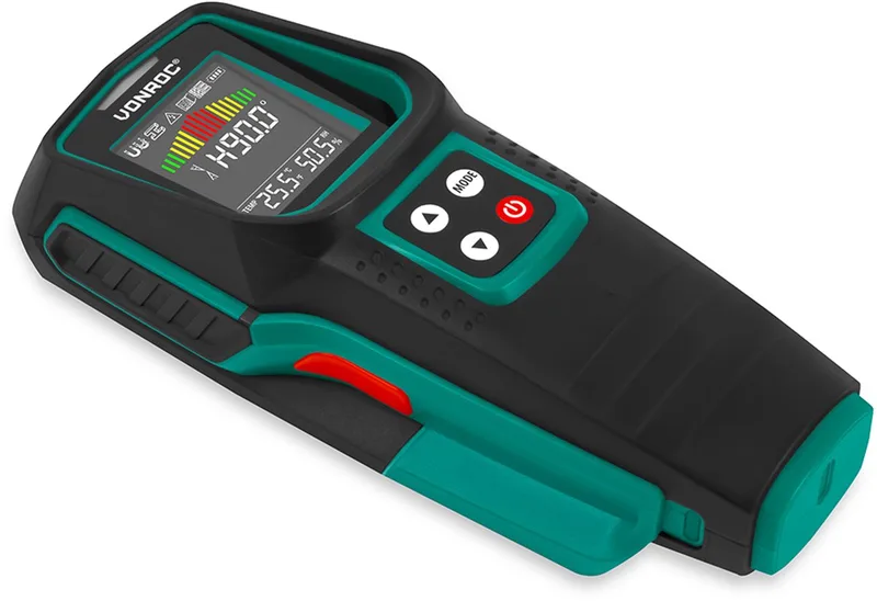 Leidingzoeker – Multidetector - leidingen, metaal, elektra en hout - digitale hoekmeter - multicolor LCD scherm by VONROC, Green – product image