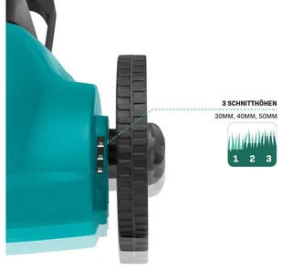 Mini Elektrische Grasmaaier – 350W – 22 cm – Maaien en mulchen in één - Drie instelbare maaihoogtes: 30mm, 40mm, 50mm – Incl. reinigingstool van VONROC – productafbeelding 4 van 5