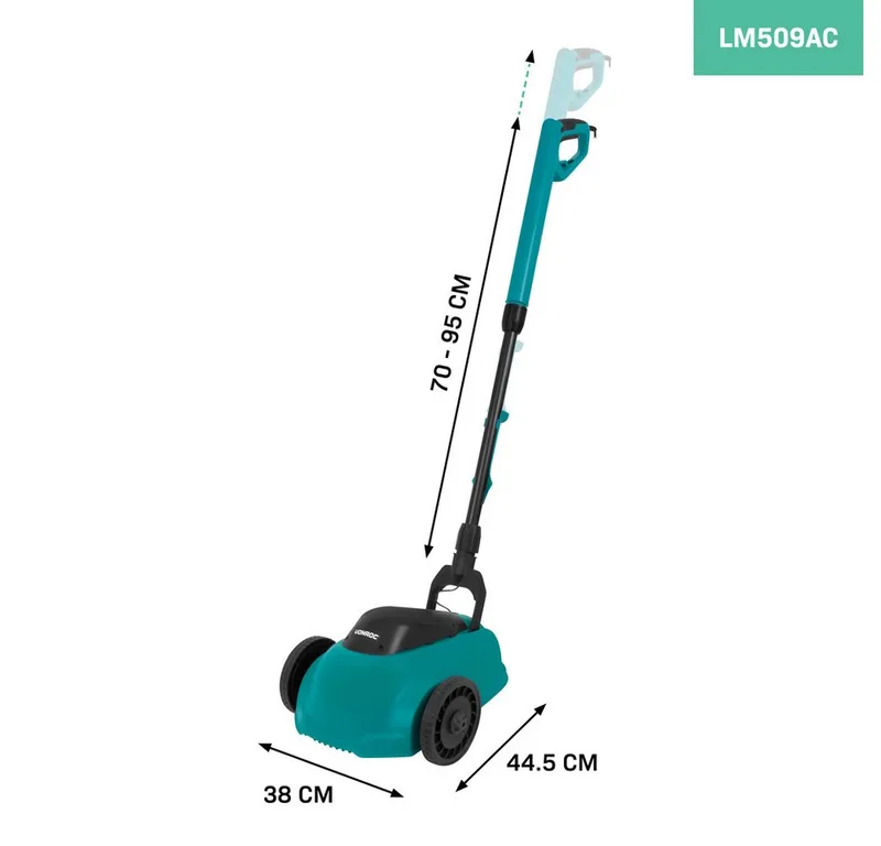 Mini Elektrische Grasmaaier – 350W – 22 cm – Maaien en mulchen in één - Drie instelbare maaihoogtes: 30mm, 40mm, 50mm – Incl. reinigingstool van VONROC – productafbeelding 2 van 5