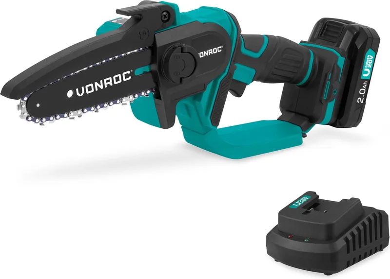 Mini Kettingzaag 20V – 152mm - Incl. 2.0Ah accu en snellader de VONROC – image du produit