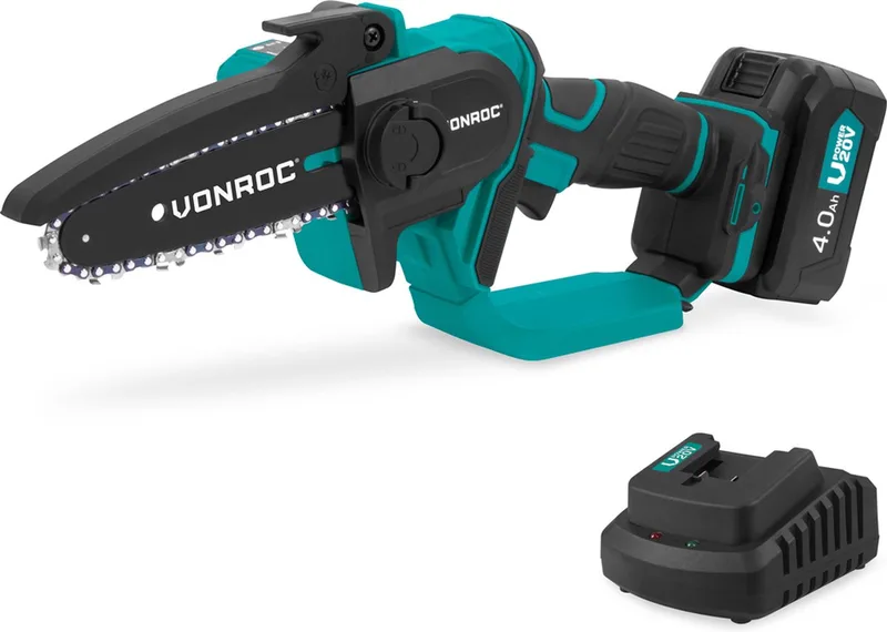 Mini Kettingzaag 20V – 152mm - Incl. 4.0Ah accu en snellader de VONROC – image du produit