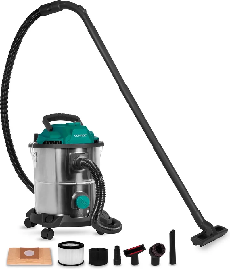 Nat- en droogzuiger – Alleszuiger - Stofzuiger – 1400W – Blaasfunctie – 20L tank – 3m slang - 6m stroomkabel van VONROC – productafbeelding